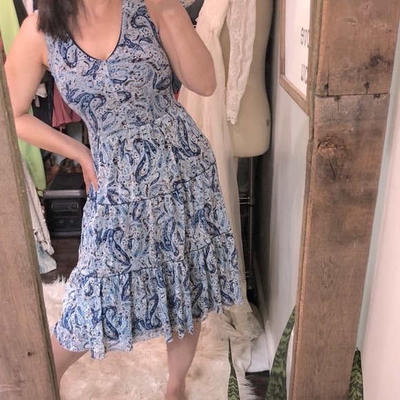 T Tahari blue floral midi dress size xsmall - Picture 2 of 9